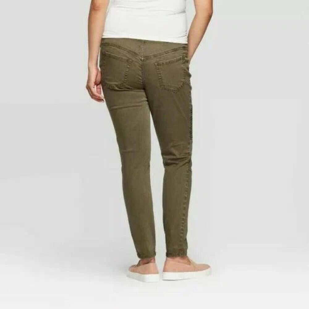 Isabel Maternity Inset Panel Jeggings 10 Olive Green